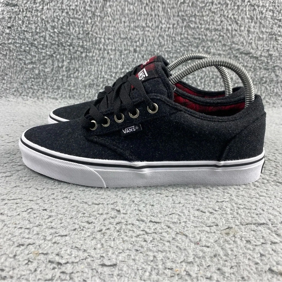 Vans Shoes Atwood Wool Plaid Mens Boys Size 7 Dark Grey Red Black Lace Up Padded - Picture 5 of 14